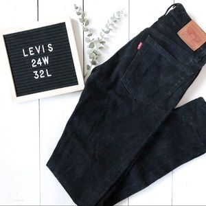 Levi’s 501 Black Skinny High Waisted Jeans Size 24